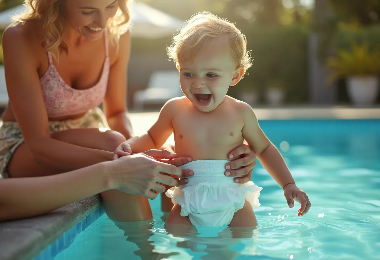 couche bébé piscine